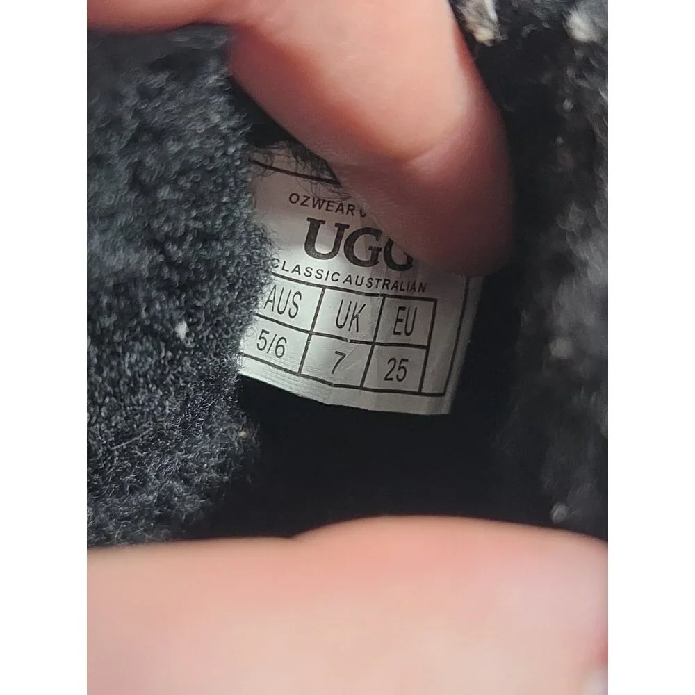 Ozwear Ugg Girls Zip Donkey Boots Gold Black Fuzzy Boots, Toddlers Sz 5 / 6 - Picture 7 of 8